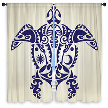 Maori Tartaruga Delfini Manta Window Curtains 34164280