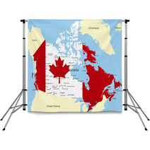 Map Of Canada Country Coloured By National Flag Backdrops 9724607