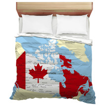 Map Of Canada Country Coloured By National Flag Bedding 9724607