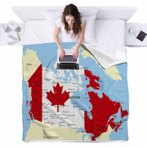 Map Of Canada Country Coloured By National Flag Blankets 9724607