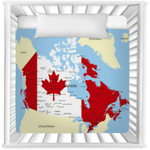 Map Of Canada Country Coloured By National Flag Nursery Decor 9724607