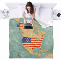 Map Of North America – USA (vintage Series) Blankets 54740581