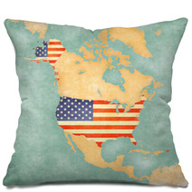 Map Of North America – USA (vintage Series) Pillows 54740581