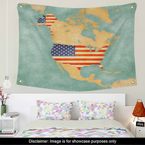 Map Of North America – USA (vintage Series) Wall Art 54740581