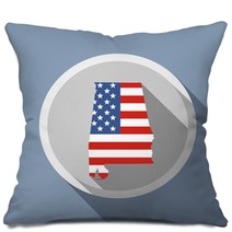 Map Of The U S State Of Alabama Pillows 140898613