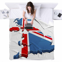 Map Of The UK Flag 3D Blankets 27041954