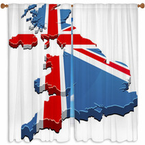 Map Of The UK Flag 3D Window Curtains 27041954