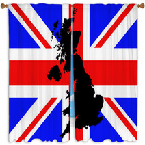 Map Of United Kingdom Window Curtains 2147529