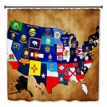 Map Of USA With State Flags Bath Decor 38292089