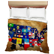 Map Of USA With State Flags Bedding 38292089