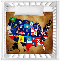 Map Of USA With State Flags Nursery Decor 38292089
