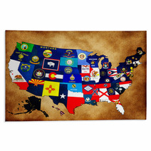 Map Of USA With State Flags Rugs 38292089