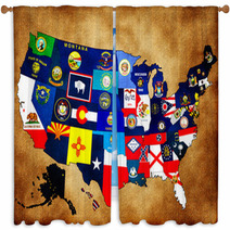 Map Of USA With State Flags Window Curtains 38292089