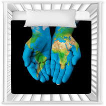 Map Painted On Hands Showing Concept  The World In Our Hands Nursery Decor 46322831