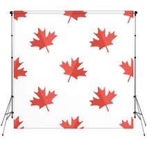 Maple Leaf Flat Design White And Red Symbol Of Canada Seamless Pattern Background Backdrops 112243115