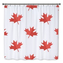 Maple Leaf Flat Design White And Red Symbol Of Canada Seamless Pattern Background Bath Decor 112243115