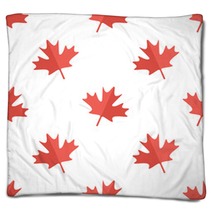 Maple Leaf Flat Design White And Red Symbol Of Canada Seamless Pattern Background Blankets 112243115