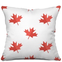 Maple Leaf Flat Design White And Red Symbol Of Canada Seamless Pattern Background Pillows 112243115