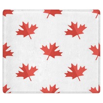 Maple Leaf Flat Design White And Red Symbol Of Canada Seamless Pattern Background Rugs 112243115