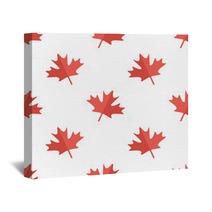 Maple Leaf Flat Design White And Red Symbol Of Canada Seamless Pattern Background Wall Art 112243115