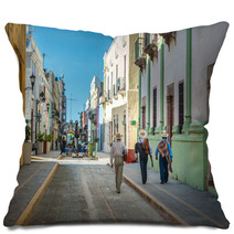 Mariachi Historical Streets Of Colonial Campeche City Mexico Pillows 68126705