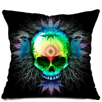 Marijuana Psychedelic Skull Pillows 64915417