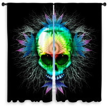 Marijuana Psychedelic Skull Window Curtains 64915417