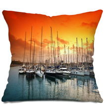 Marina In Barcelona. Spain. Pillows 45971349