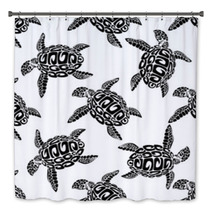 Marine Turtles Seamless Background Pattern Bath Decor 65980059