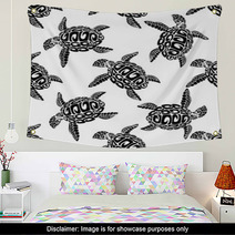 Marine Turtles Seamless Background Pattern Wall Art 65980059