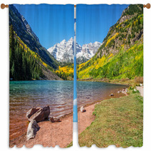 Maroon Bells And Lake In Fall Window Curtains 65252153