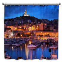 Marseille France Panorama At Night The Harbour Bath Decor 46441603