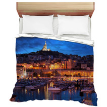 Marseille France Panorama At Night The Harbour Bedding 46441603