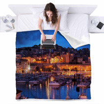 Marseille France Panorama At Night The Harbour Blankets 46441603
