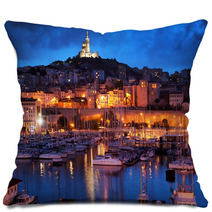 Marseille France Panorama At Night The Harbour Pillows 46441603