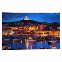 Marseille France Panorama At Night The Harbour Rugs 46441603
