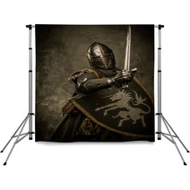 Medieval Knight On Grey Background Backdrops 45511269