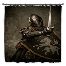 Medieval Knight On Grey Background Bath Decor 45511269