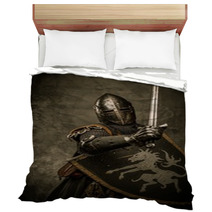 Medieval Knight On Grey Background Bedding 45511269