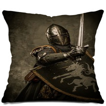 Medieval Knight On Grey Background Pillows 45511269