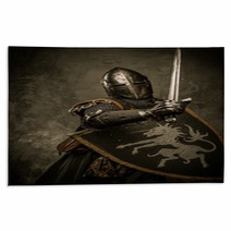 Medieval Knight On Grey Background Rugs 45511269