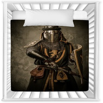 Medieval Knight With Sword And Shield Against Stone Wall Nursery Decor 48836912