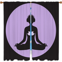 Meditation Yoga Music Earphones Asana Window Curtains 198254644