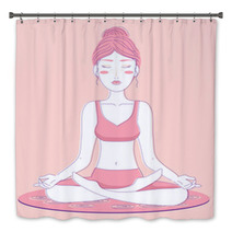 Meditation Yoga Woman Woman Asana Bath Decor 198397818