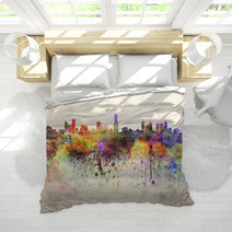 Melbourne Skyline In Watercolor Background Bedding 66858868