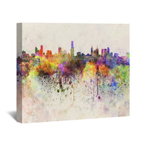 Melbourne Skyline In Watercolor Background Wall Art 66858868