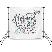 Mermaid Kisses Starfish Wishes Quote With Hand Drawn Sea Elements And Lettering Summer Quote With Starfish Seashells Hearts And Pearls Summer T Shirts Print Invitation Poster Backdrops 178373127