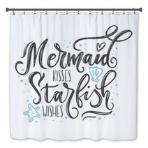 Mermaid Kisses Starfish Wishes Quote With Hand Drawn Sea Elements And Lettering Summer Quote With Starfish Seashells Hearts And Pearls Summer T Shirts Print Invitation Poster Bath Decor 178373127