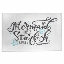 Mermaid Kisses Starfish Wishes Quote With Hand Drawn Sea Elements And Lettering Summer Quote With Starfish Seashells Hearts And Pearls Summer T Shirts Print Invitation Poster Rugs 178373127