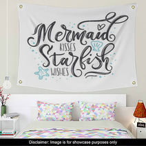 Mermaid Kisses Starfish Wishes Quote With Hand Drawn Sea Elements And Lettering Summer Quote With Starfish Seashells Hearts And Pearls Summer T Shirts Print Invitation Poster Wall Art 178373127